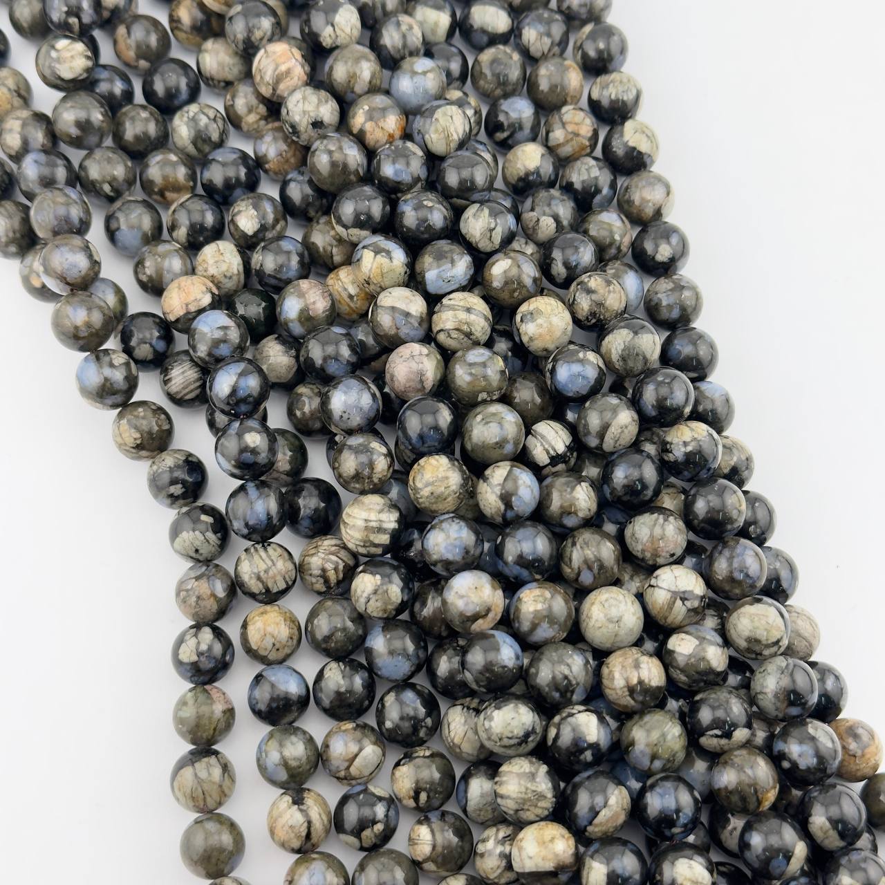 Бусины Опал серый глянцевый гладкий шар 6 8 10 12мм натуральный камень