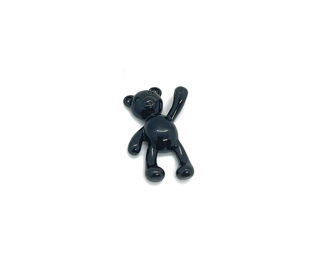 Подвеска Мишка косолапый с черной эмалью размер 18мм Черный