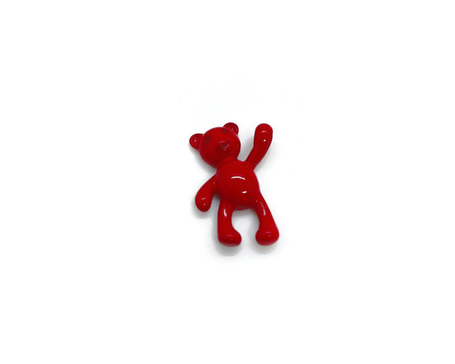 Подвеска Мишка косолапый с красной эмалью размер 18мм Красный