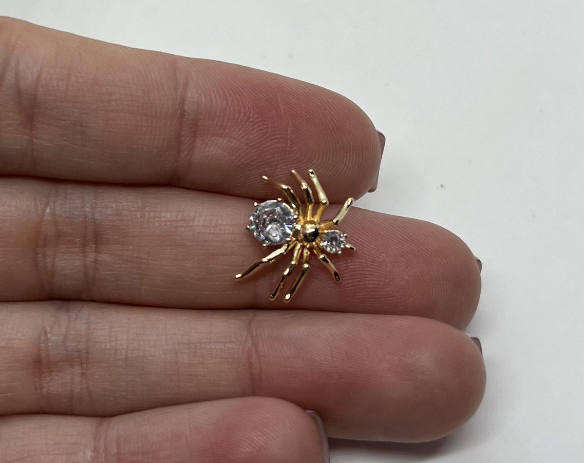 Подвеска паук с фианитами цвет золото размер 13*14мм